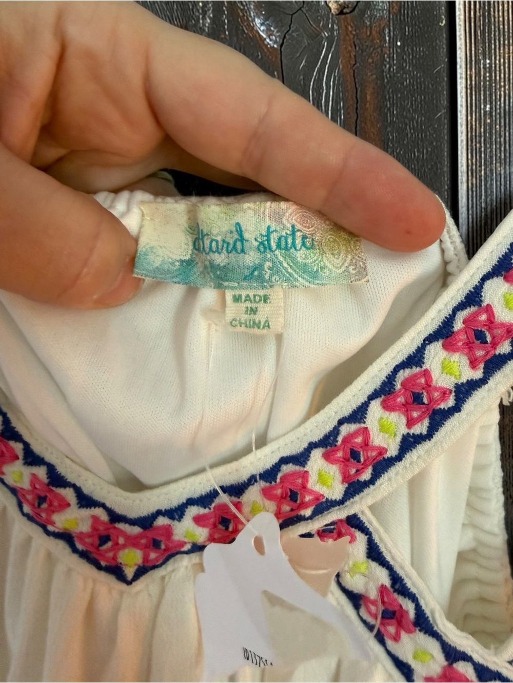 Altar'd State White Mini Dress with Pink Embroidered Trim - Picture 2 of 11
